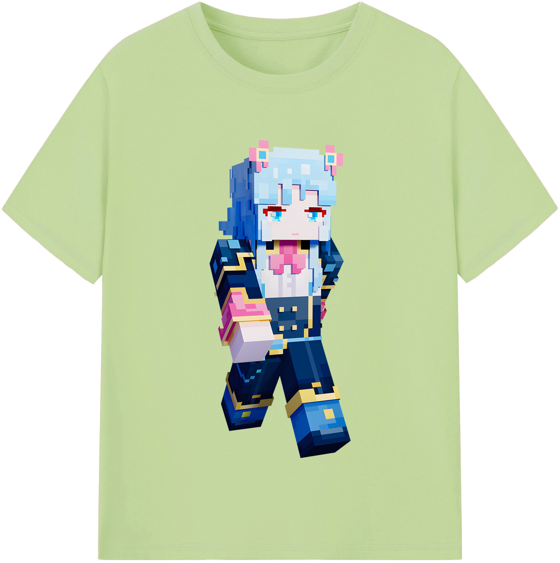 （画像用） マインクラフト ブロックの世界 Minecraft MC Block world 綿100％半袖Tシャツ（フロントプリント）
